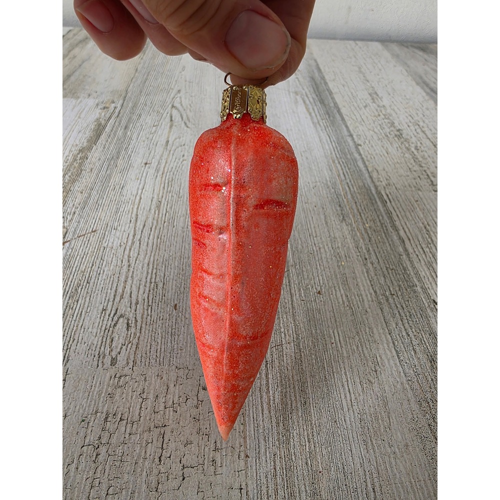 Vintage‎ Christborn glitter carrot vegetable glass ornament fruit kitchen